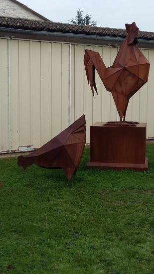 Sculptures Coq et Poule