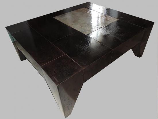 Table basse en métal et béton résiné 